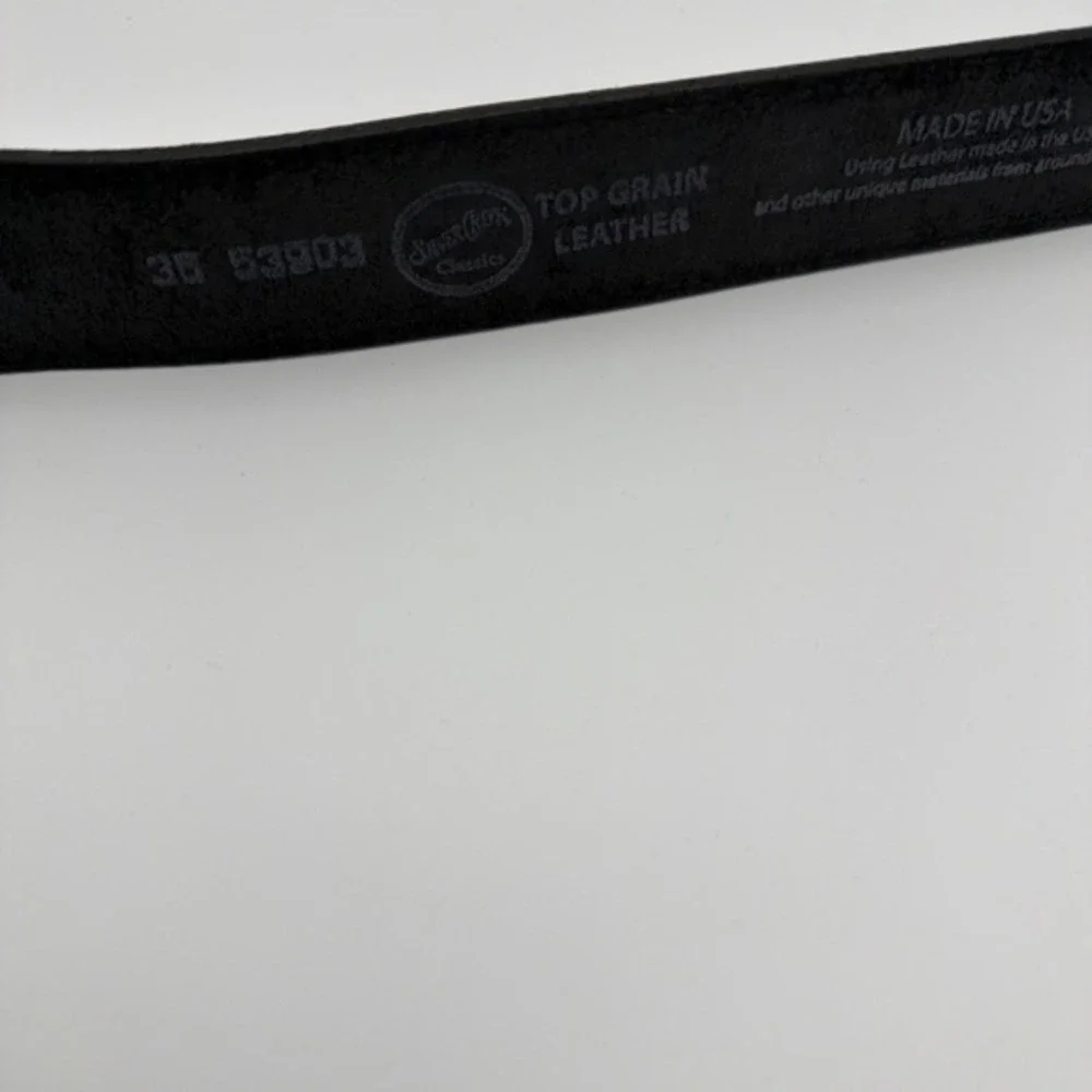 Silver Creek Leather Belt 42 Inch Black  Western Fits 32-34 Silver Buckle 3859‎